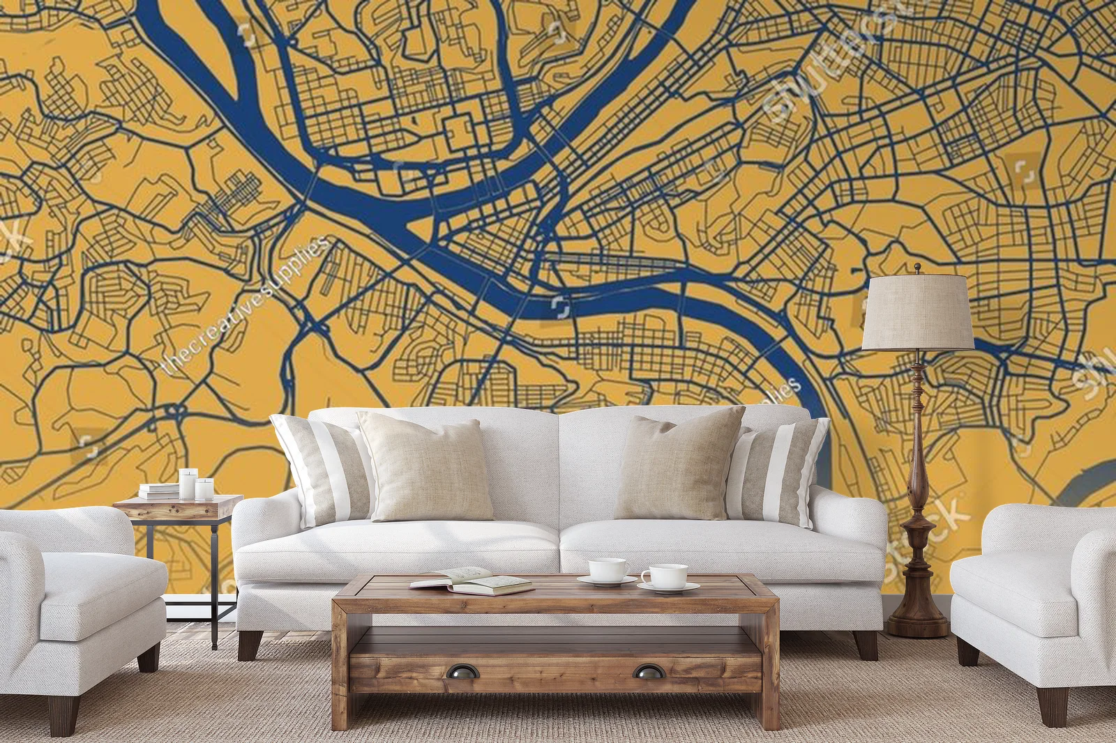 Nowoczesna mapa Pittsburgha w energetycznych kolorach