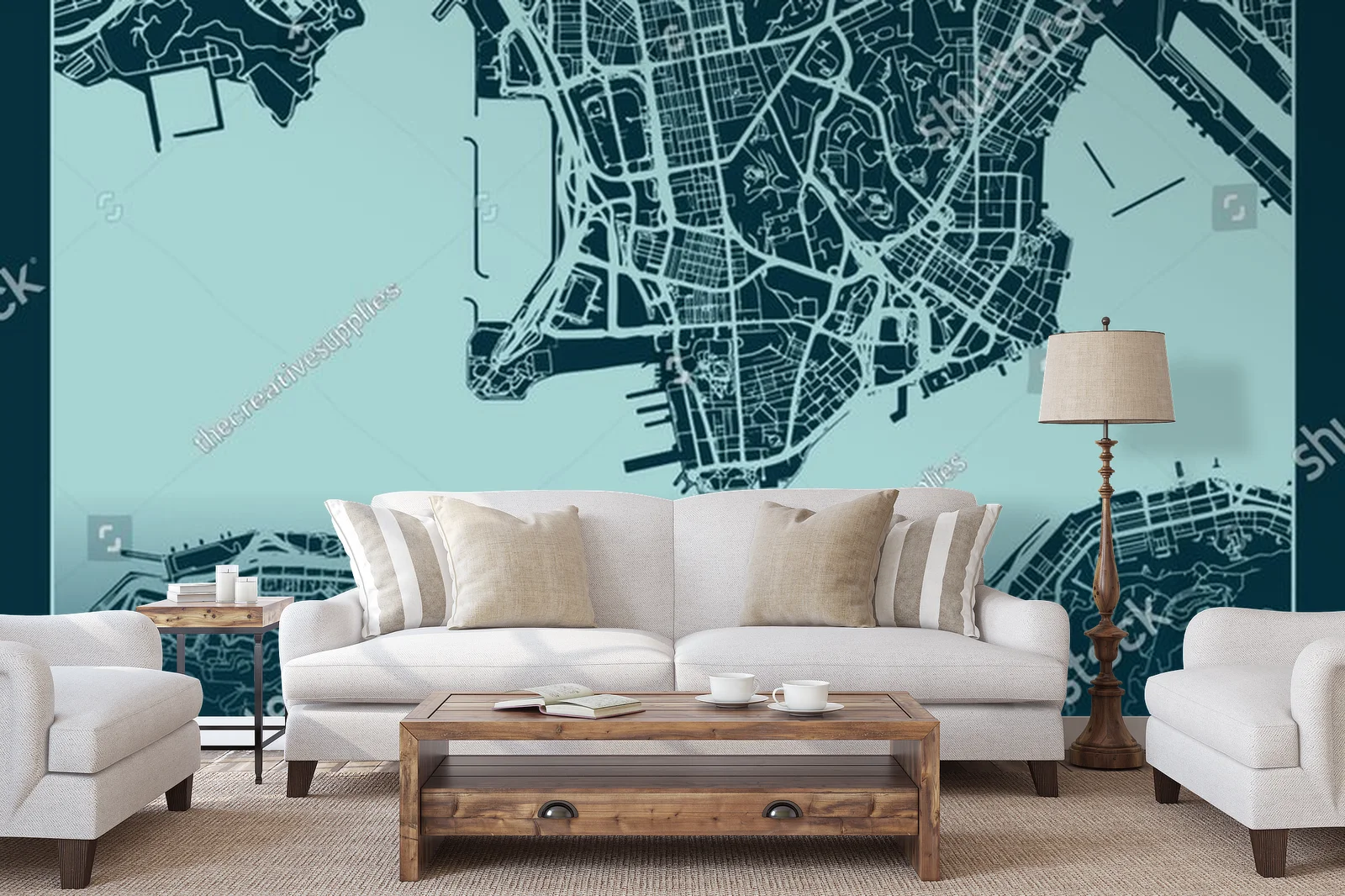 Elegancka Mapa Hongkongu w Odcieniach Cyanu