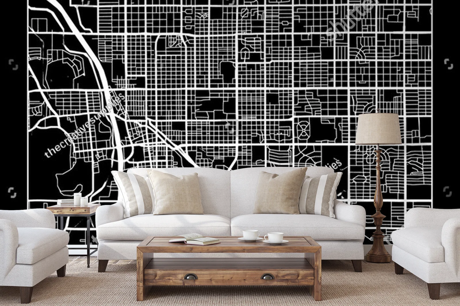 Elegancka mapa Tucson w monochromatycznych odcieniach