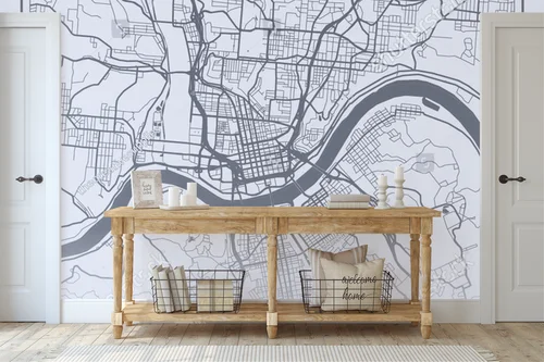 Nowoczesna mapa Cincinnati w delikatnej szarości