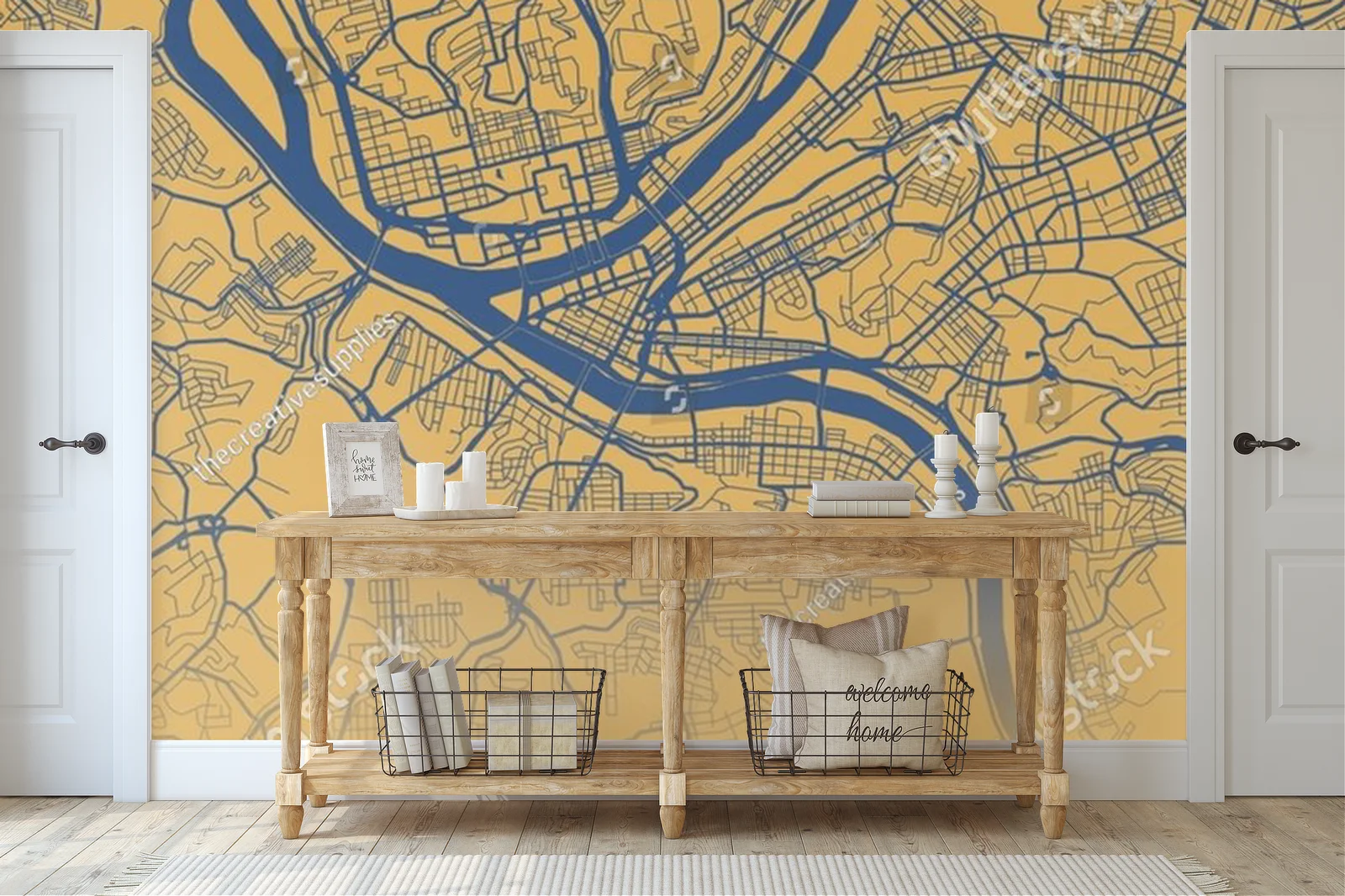 Nowoczesna mapa Pittsburgha w energetycznych kolorach