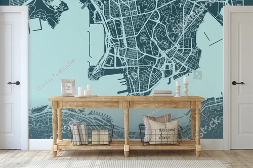 Elegancka Mapa Hongkongu w Odcieniach Cyanu