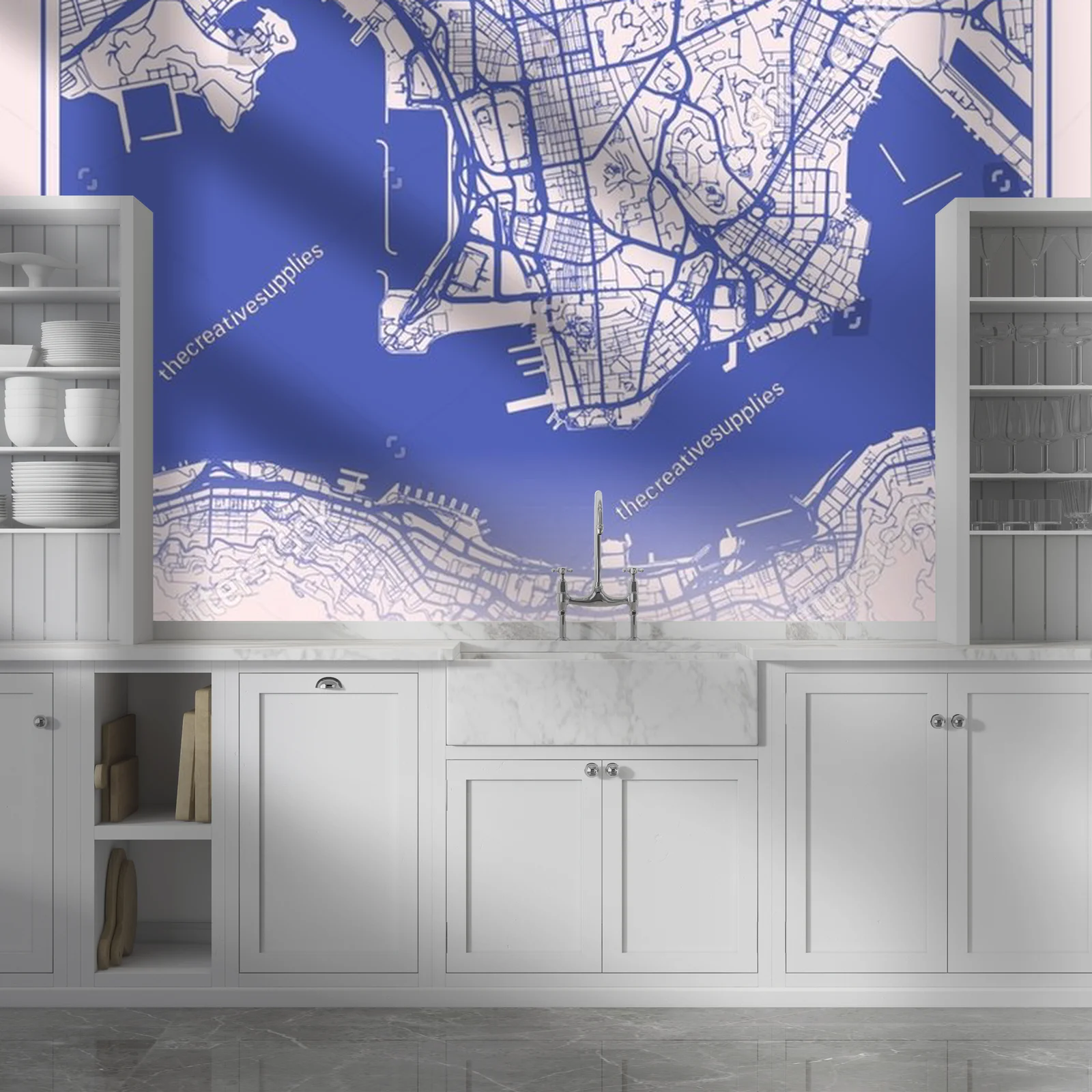 Nostalgiczna mapa Hongkongu w pastelowych odcieniach