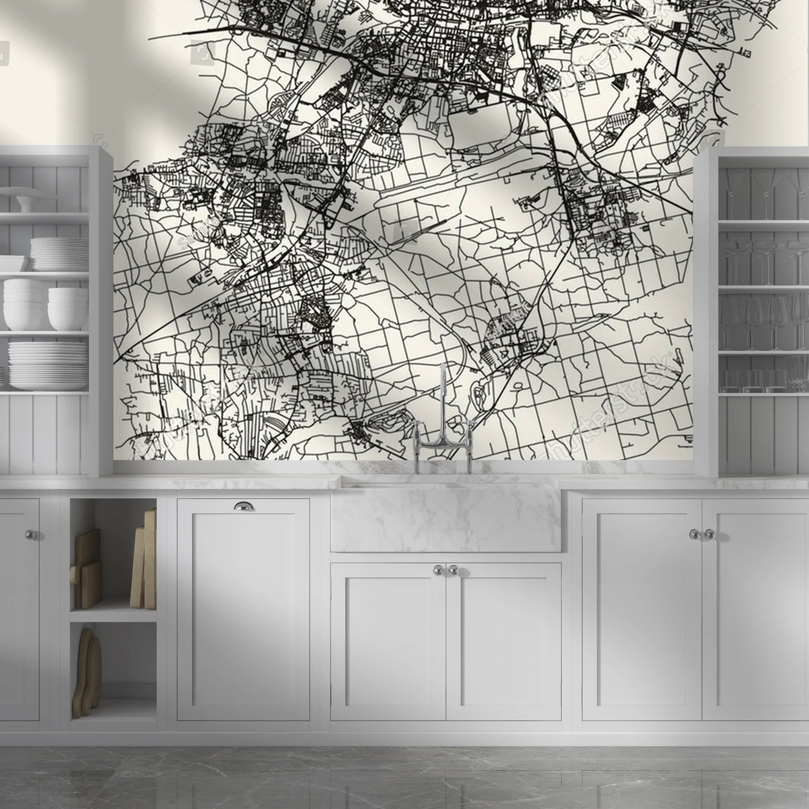 Elegancka mapka Katowic w pastelowych odcieniach