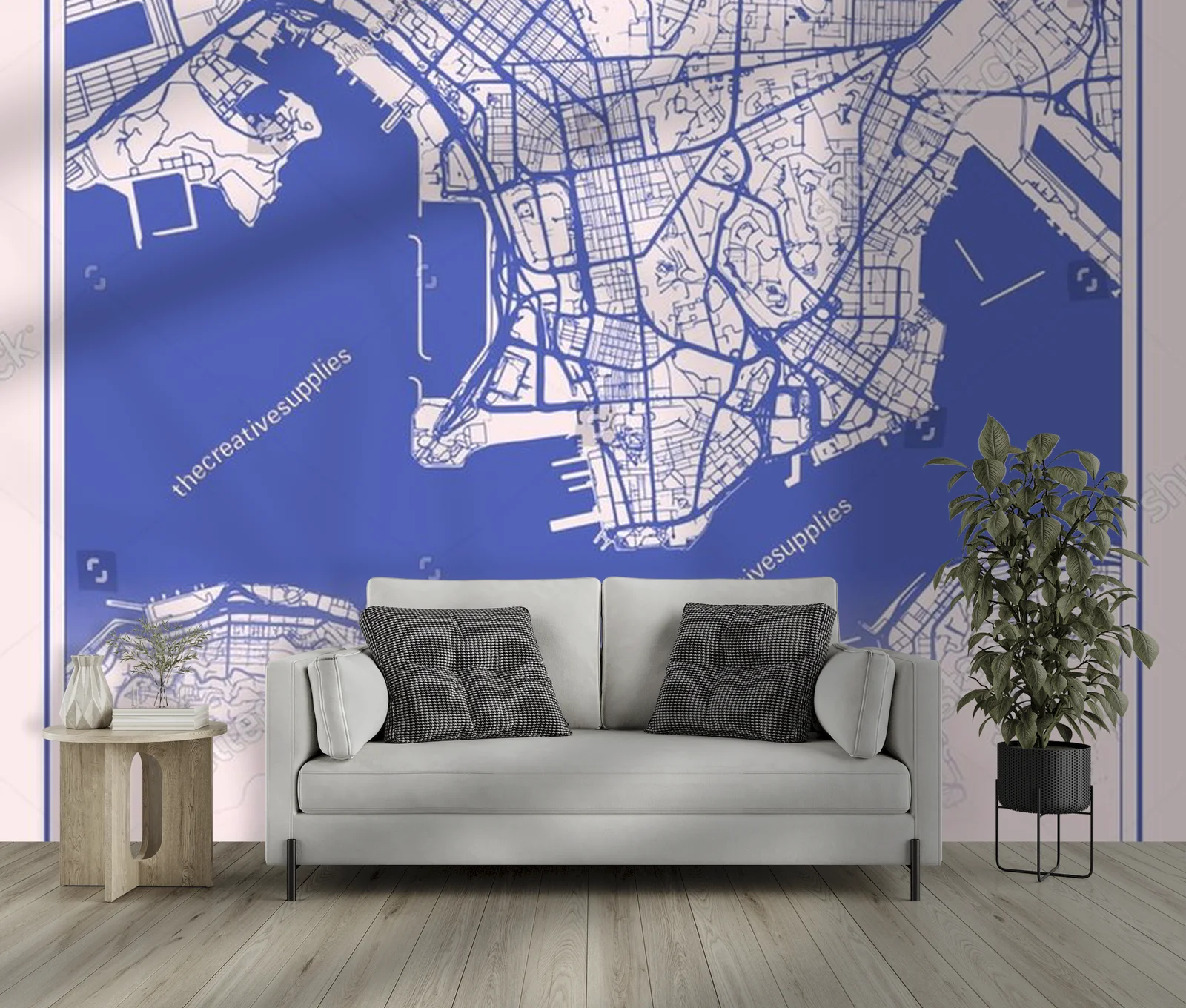 Nostalgiczna mapa Hongkongu w pastelowych odcieniach