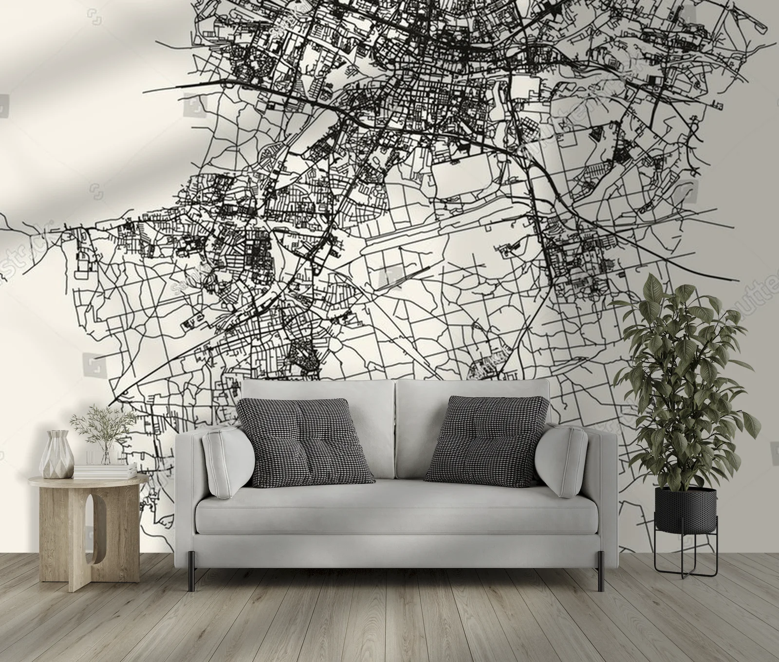 Elegancka mapka Katowic w pastelowych odcieniach