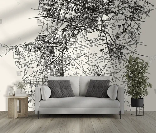 Elegancka mapka Katowic w pastelowych odcieniach