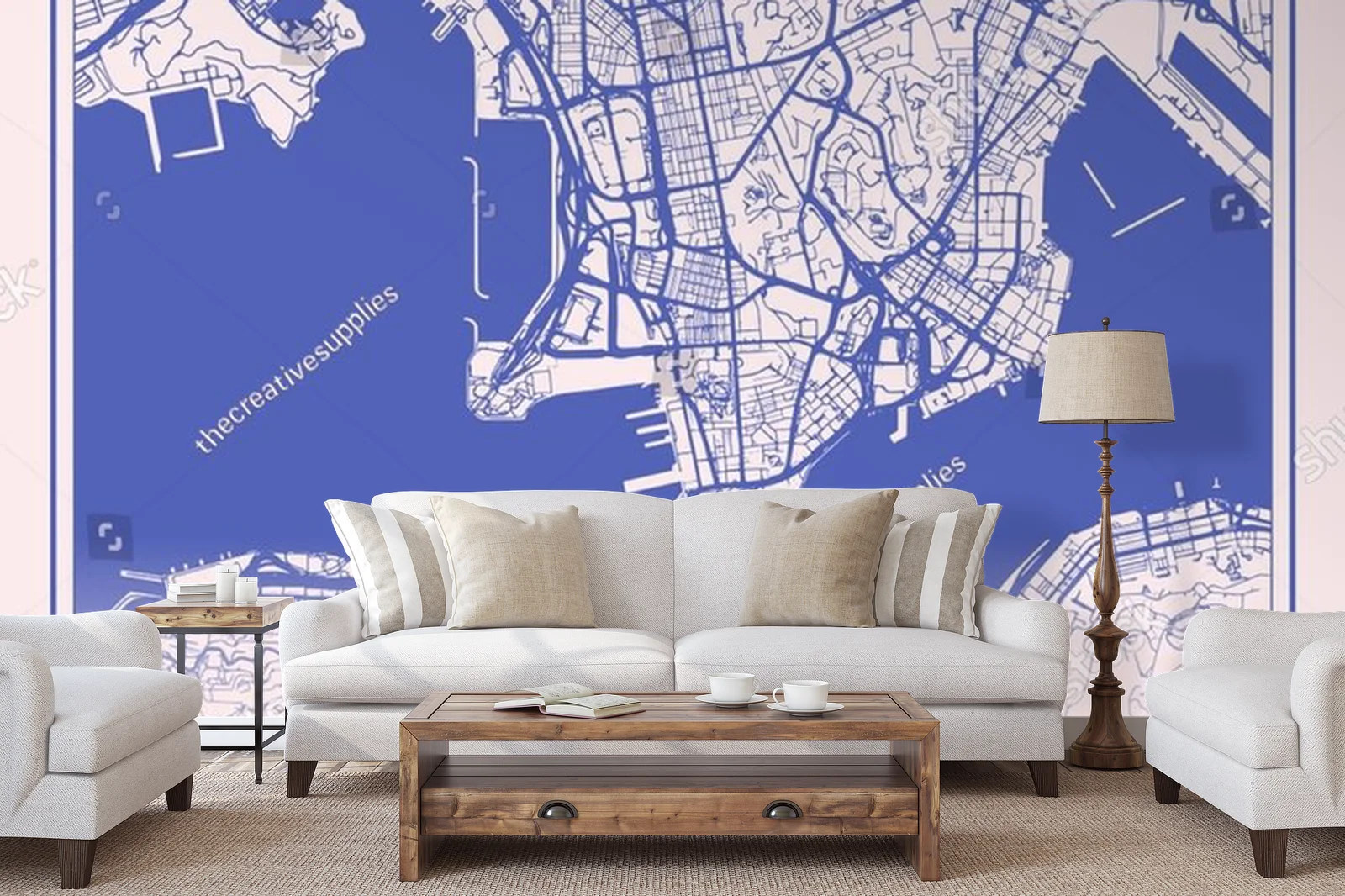 Nostalgiczna mapa Hongkongu w pastelowych odcieniach