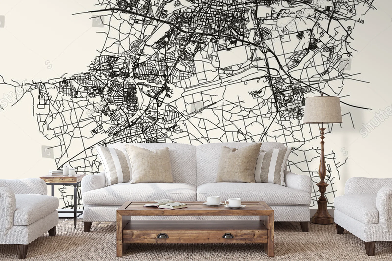Elegancka mapka Katowic w pastelowych odcieniach