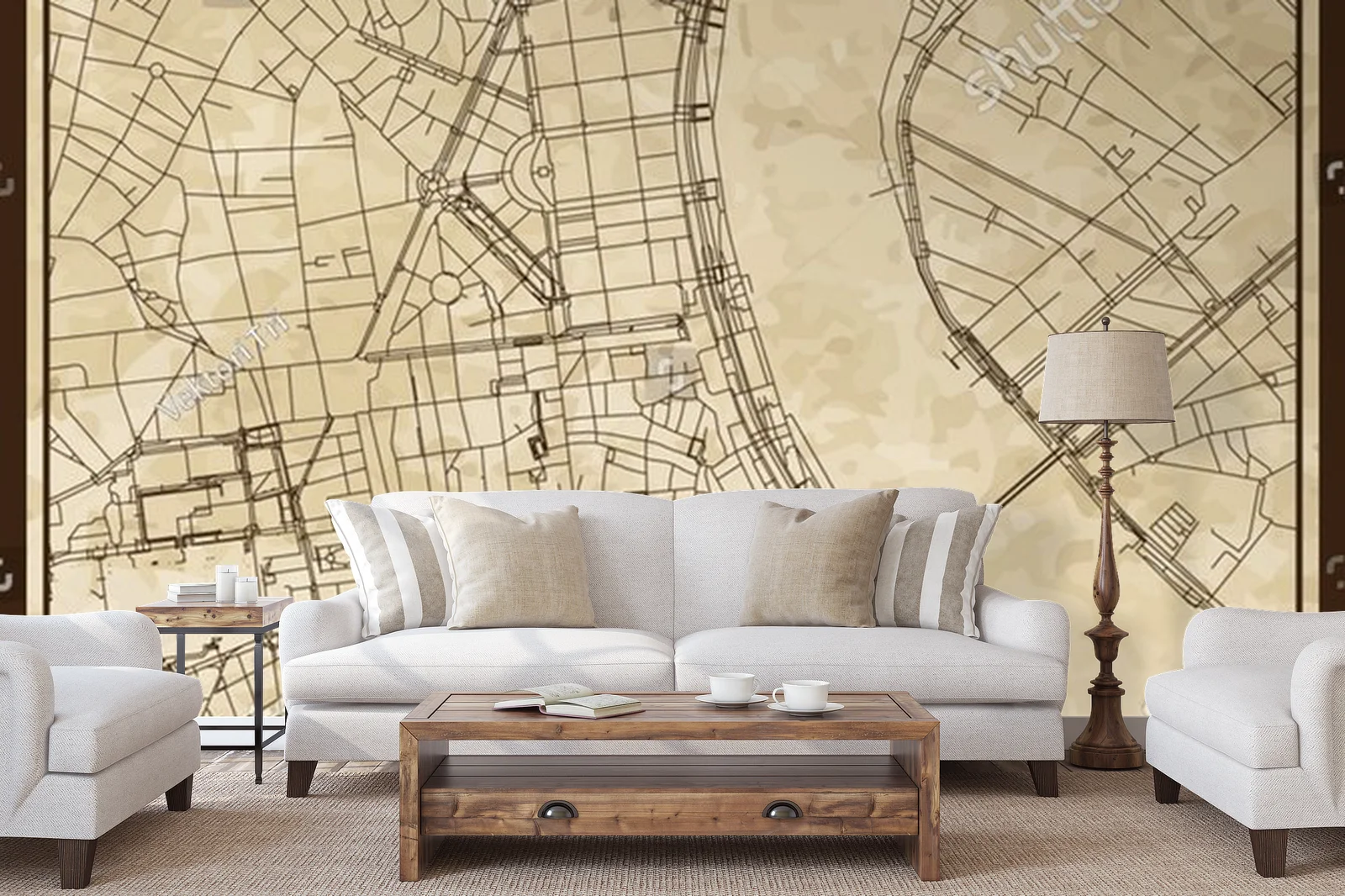 Vintage mapa Bordeaux w ciepłych odcieniach