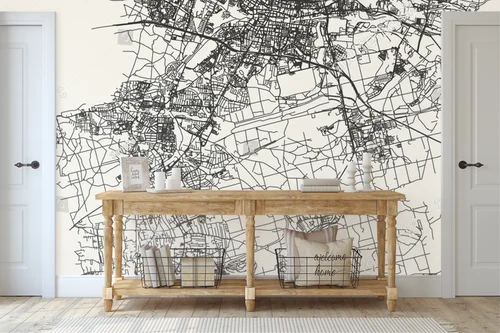 Elegancka mapka Katowic w pastelowych odcieniach