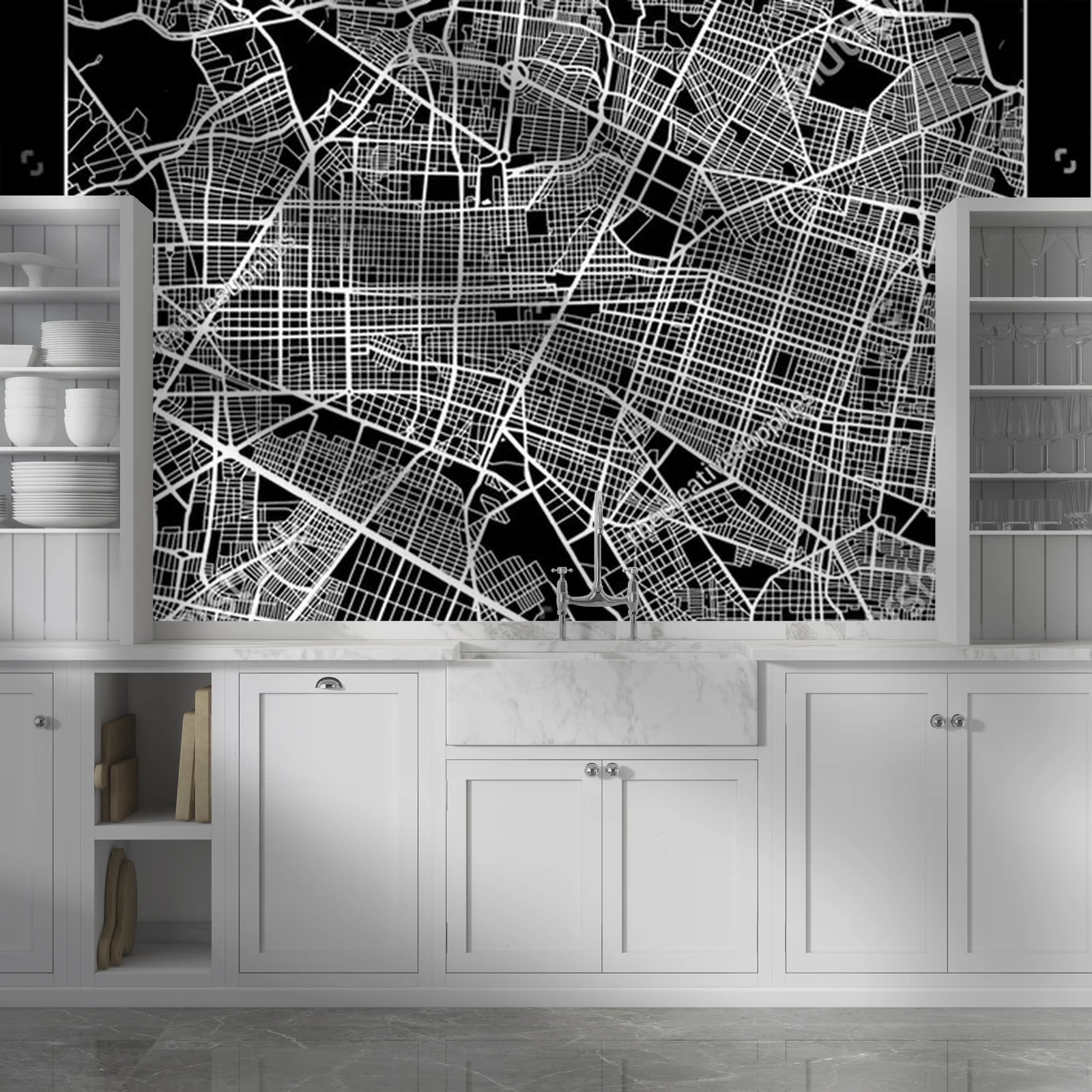 Nowoczesna mapa Guadalajara w monochromatycznej aranżacji