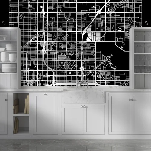 Elegancka mapa Fresno w czerni i bieli