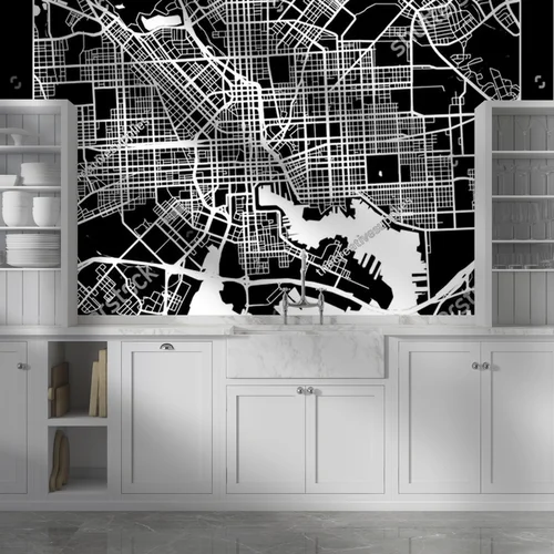 Elegancka mapa Baltimore w monochromatycznych odcieniach