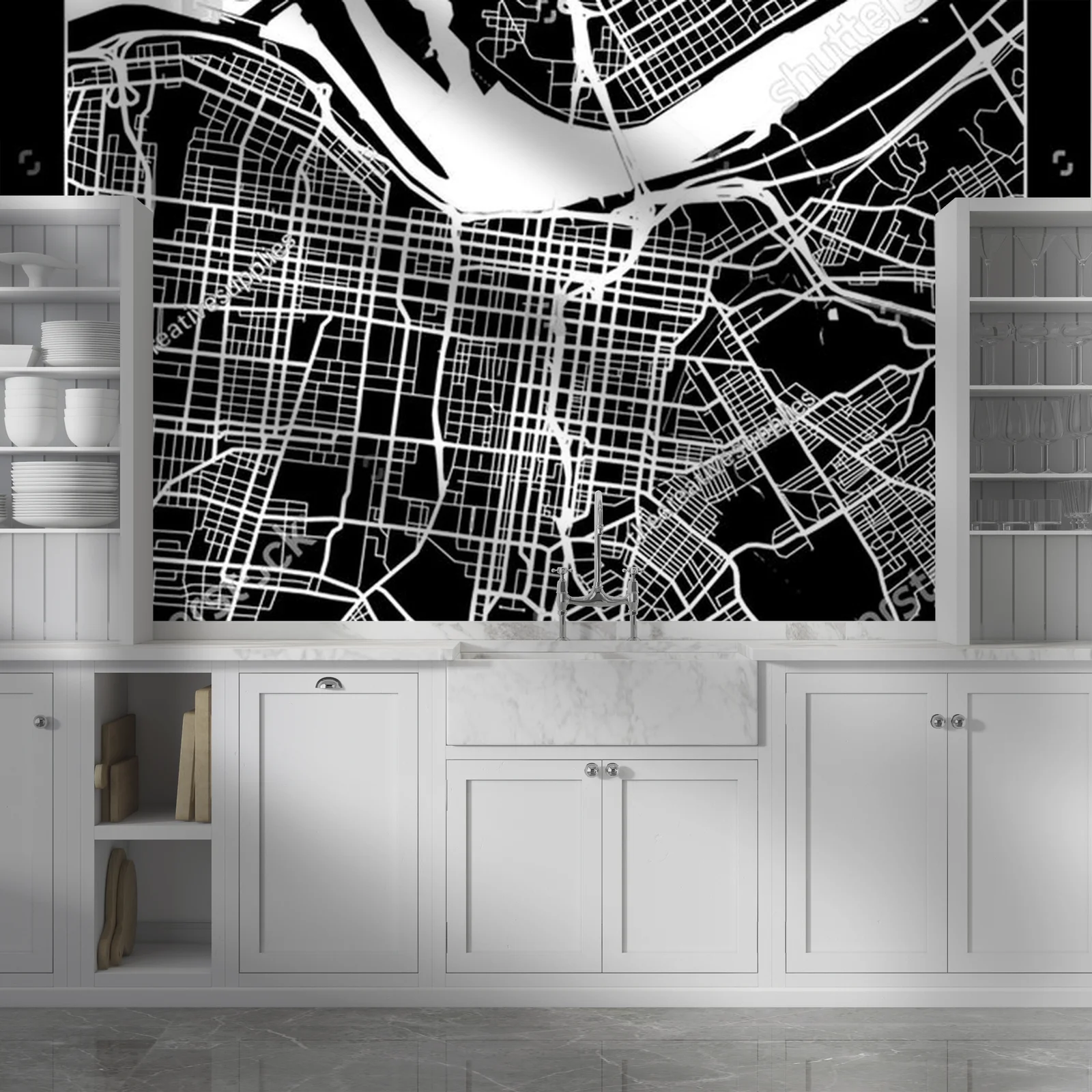 Elegancka mapa Louisville w czarnej tonacji