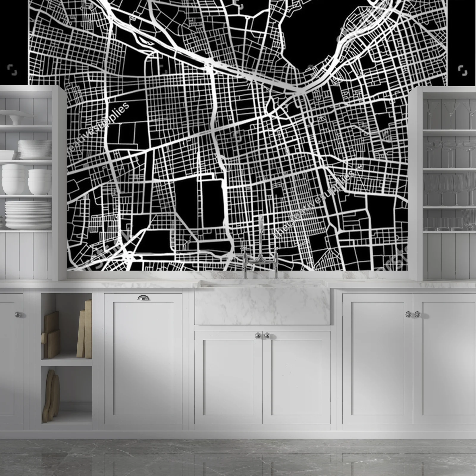 Monochromatyczna mapa Santiago w nowoczesnym stylu
