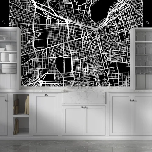 Monochromatyczna mapa Santiago w nowoczesnym stylu