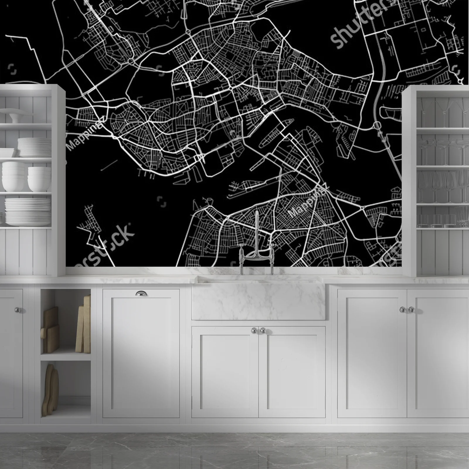 Monochromatyczna mapa Rotterdamu w eleganckich barwach
