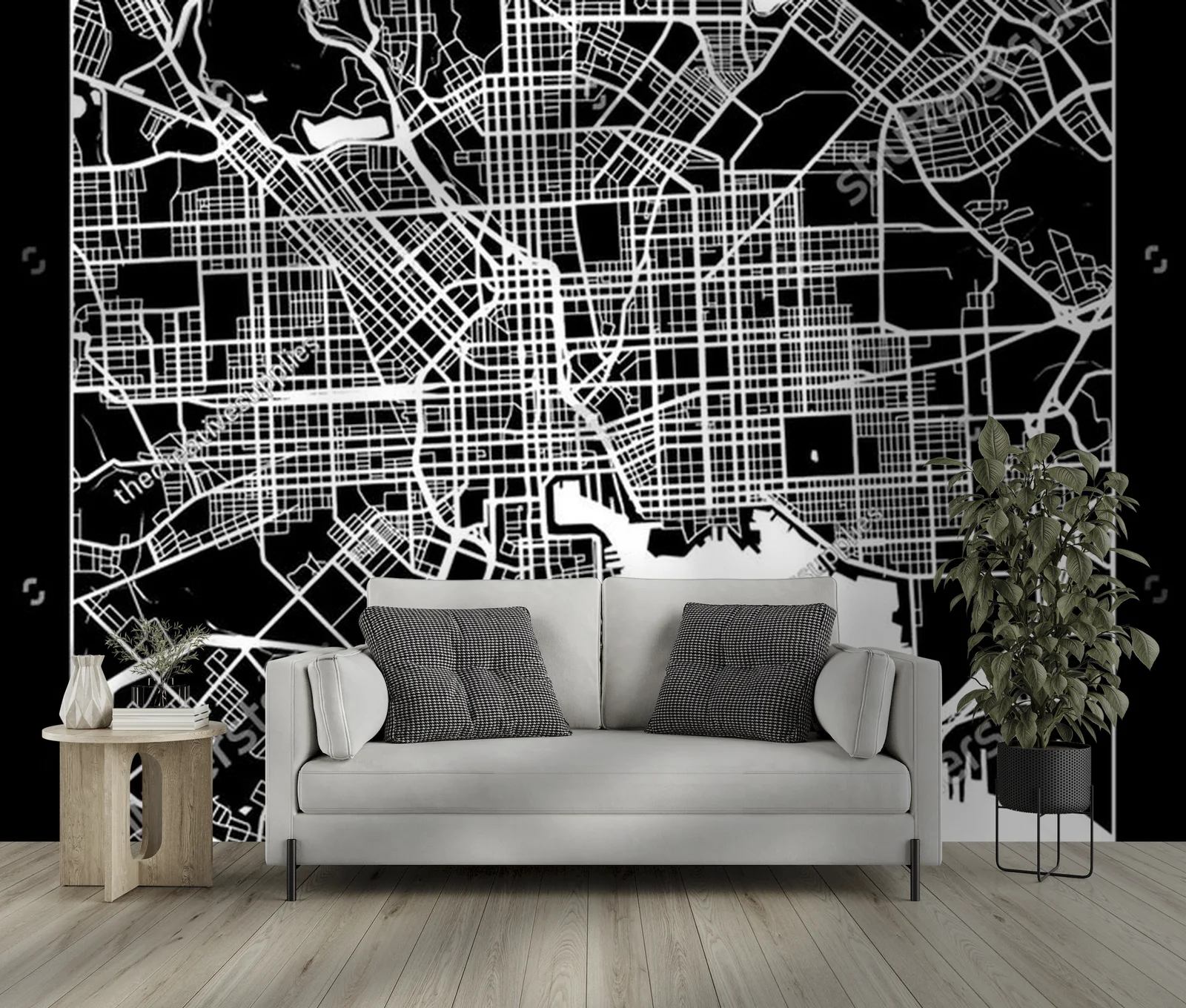 Elegancka mapa Baltimore w monochromatycznych odcieniach