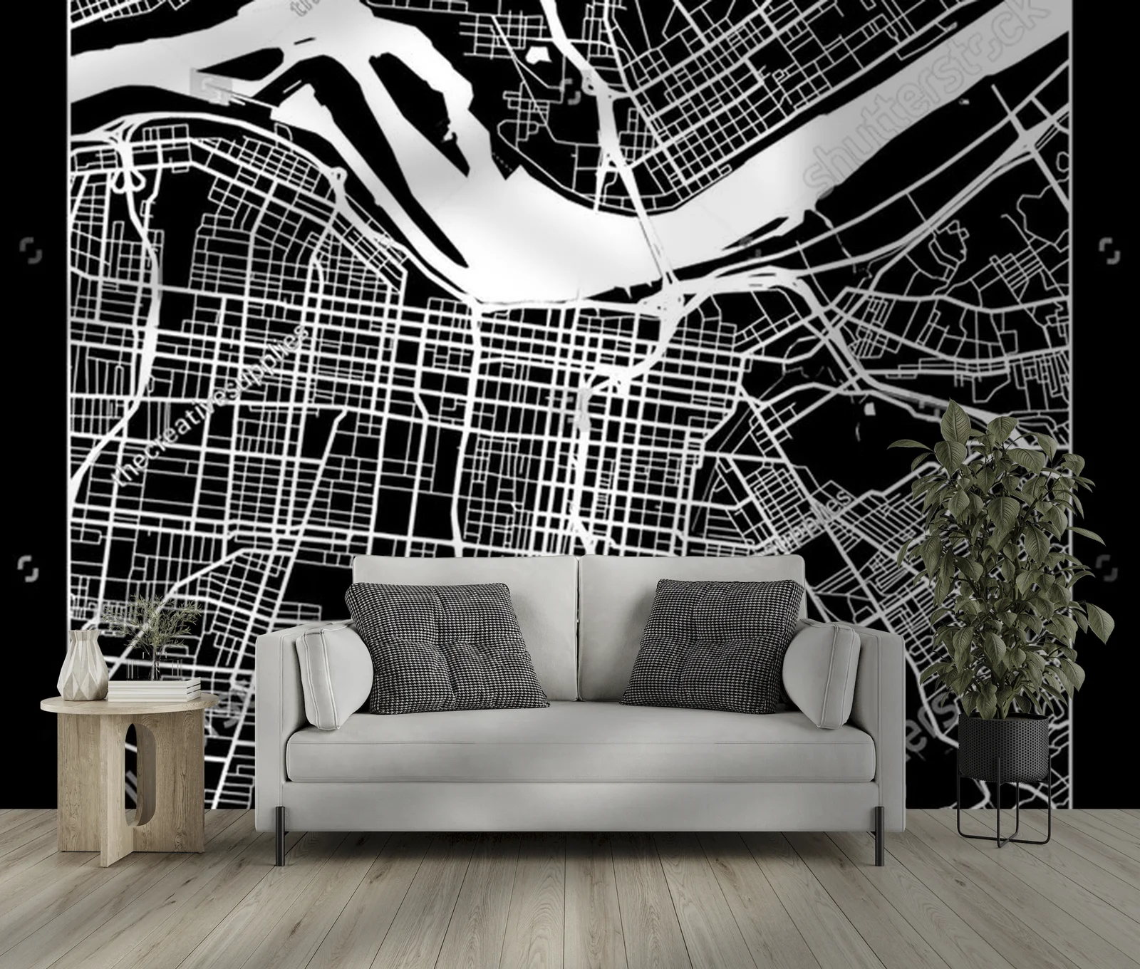 Elegancka mapa Louisville w czarnej tonacji