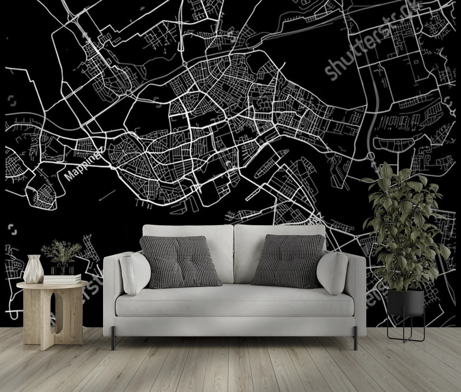 Monochromatyczna mapa Rotterdamu w eleganckich barwach