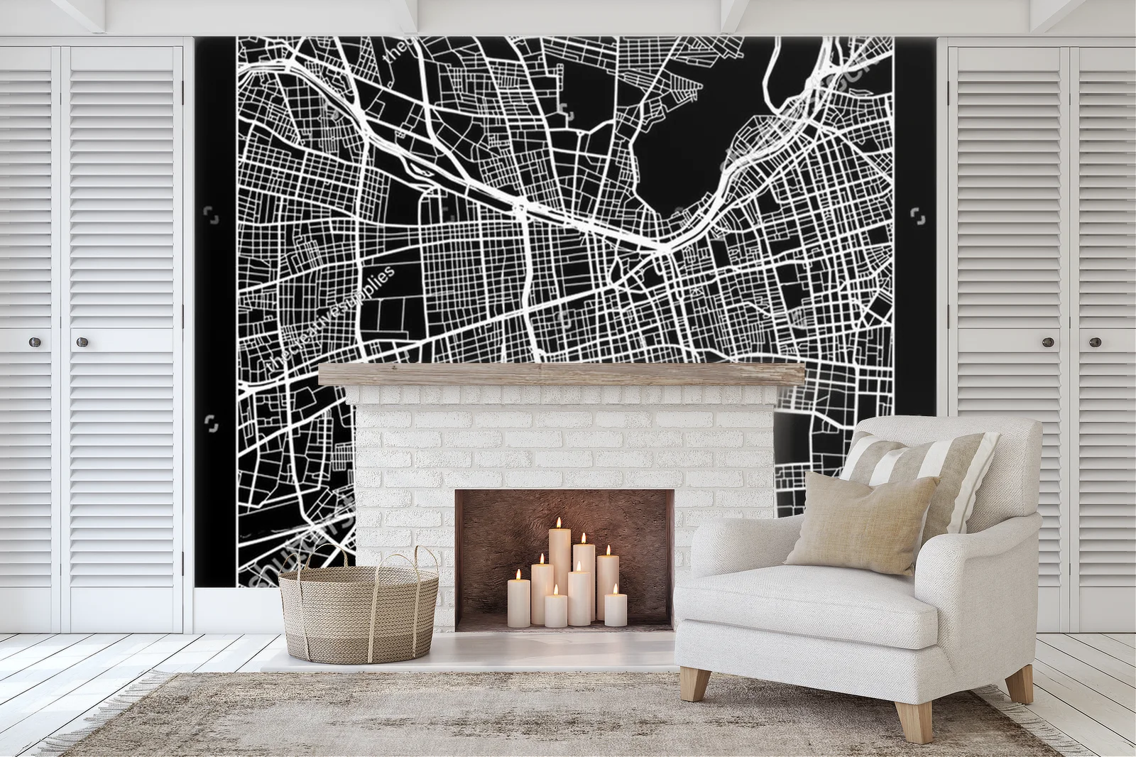 Monochromatyczna mapa Santiago w nowoczesnym stylu