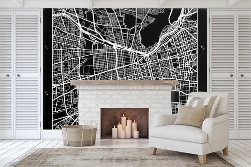 Monochromatyczna mapa Santiago w nowoczesnym stylu