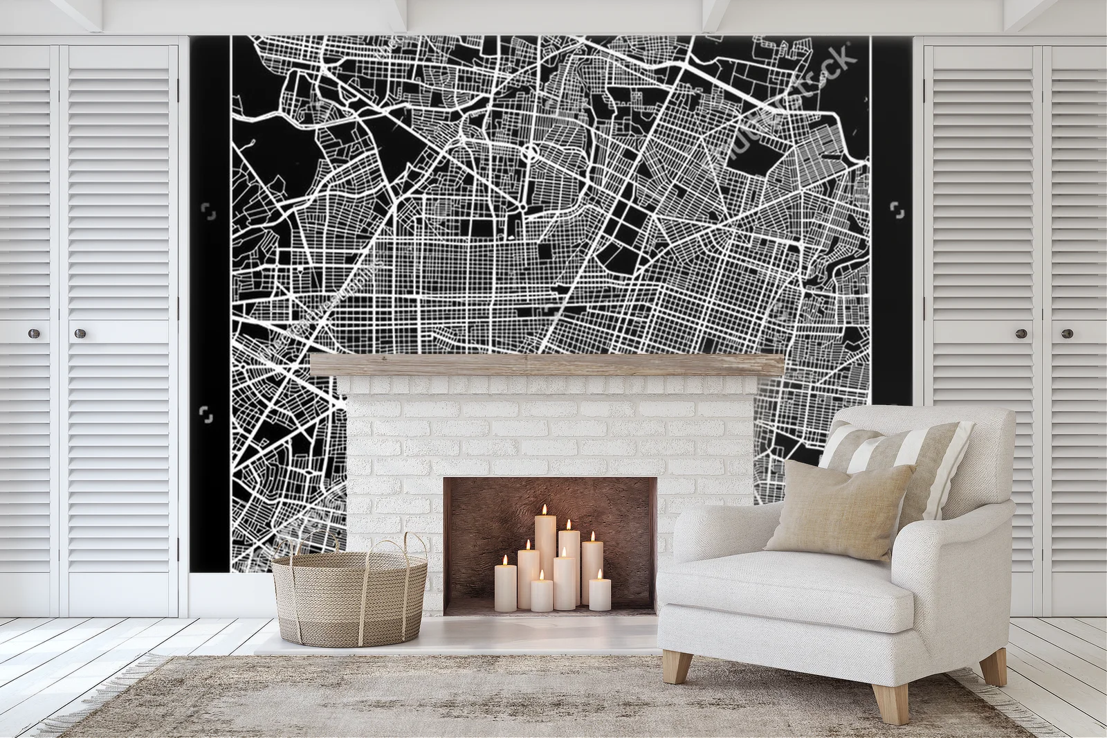 Nowoczesna mapa Guadalajara w monochromatycznej aranżacji