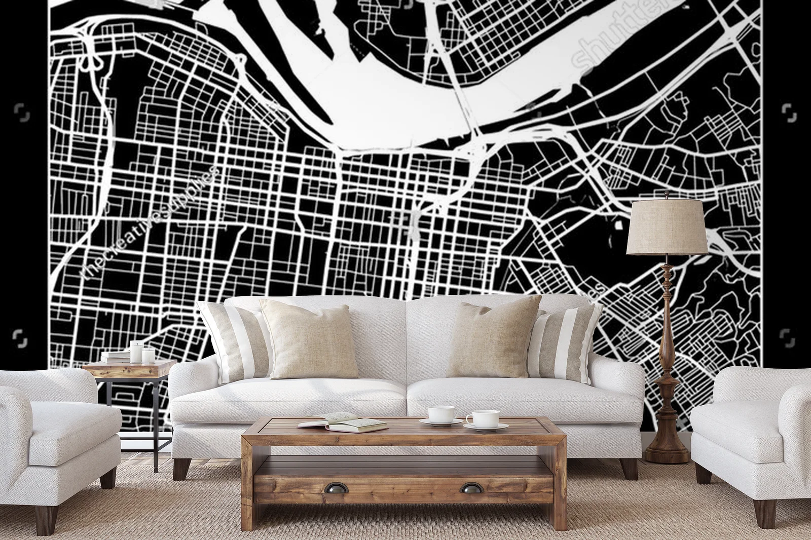 Elegancka mapa Louisville w czarnej tonacji