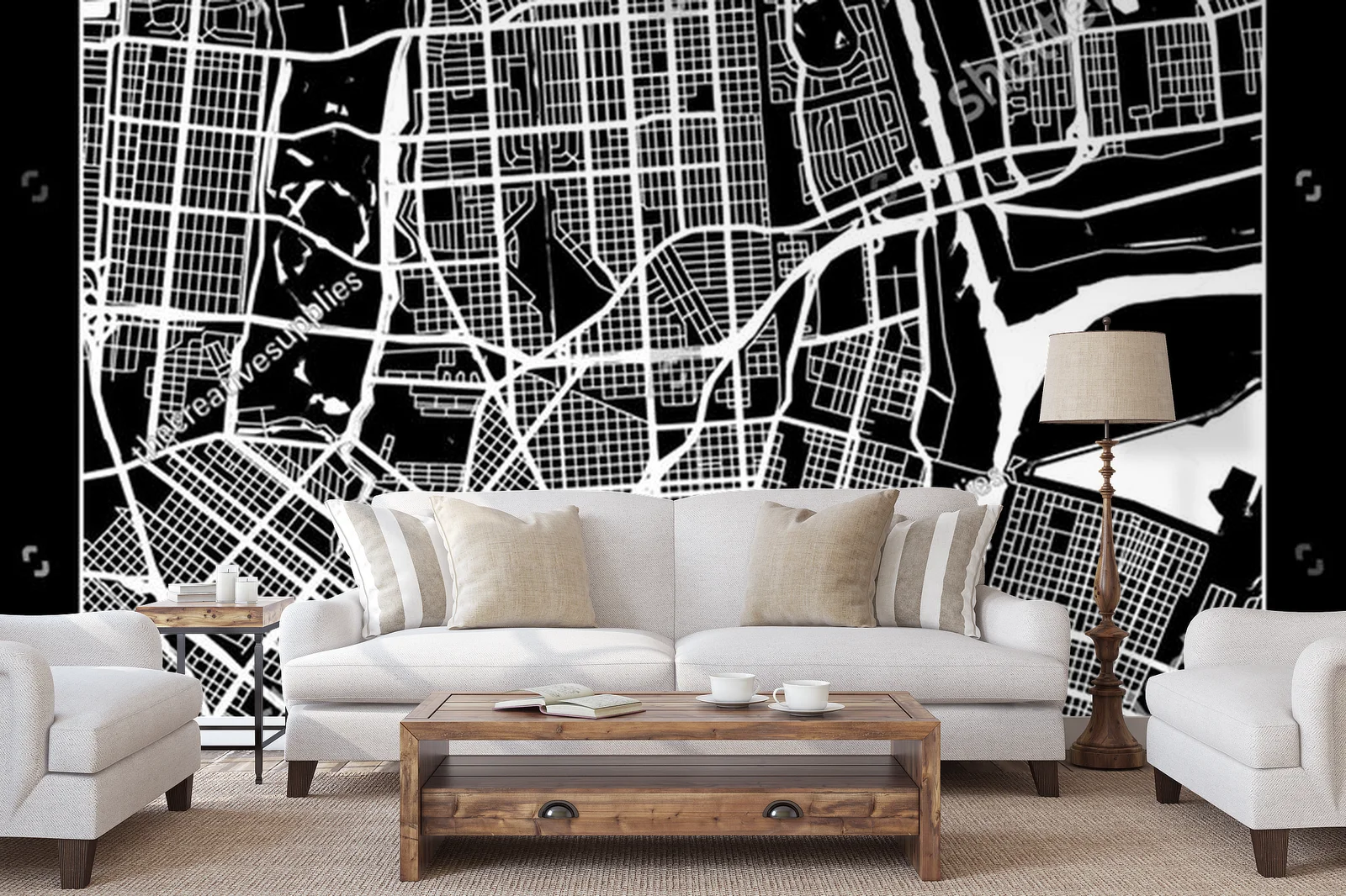 Nowoczesna mapa Nowego Orleanu w monochromatycznym stylu