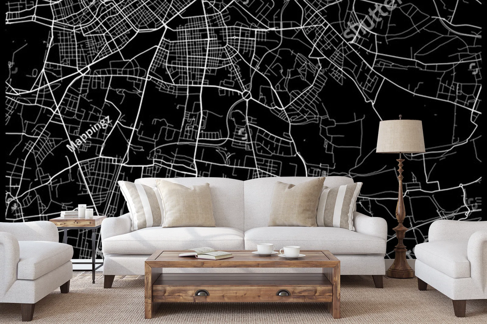 Monochromatyczna mapa miasta Favoriten w Austrii