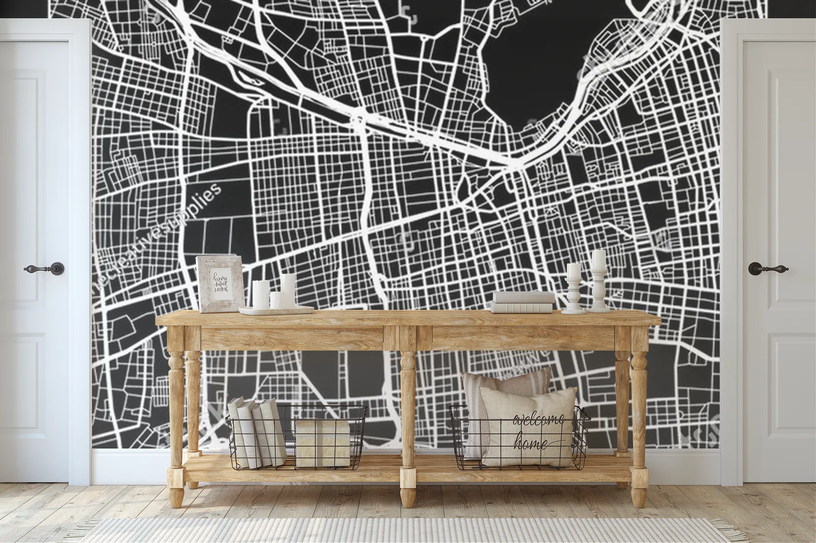 Monochromatyczna mapa Santiago w nowoczesnym stylu