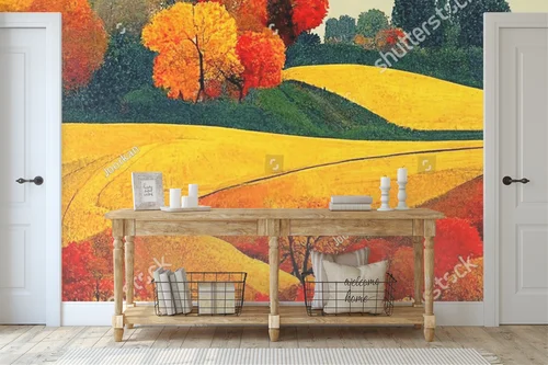 Kolorowe pejzaże jesieni w stylu pop art