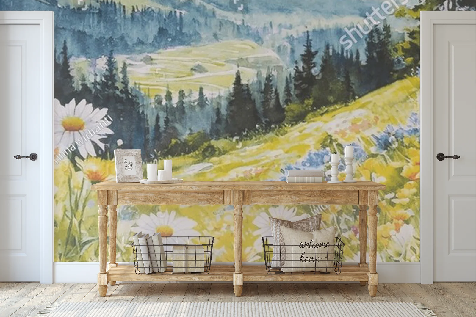 Malownicza łąka górska w pastelowych odcieniach