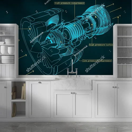 Technologiczny urok turbinowego silnika w głębokich odcieniach
