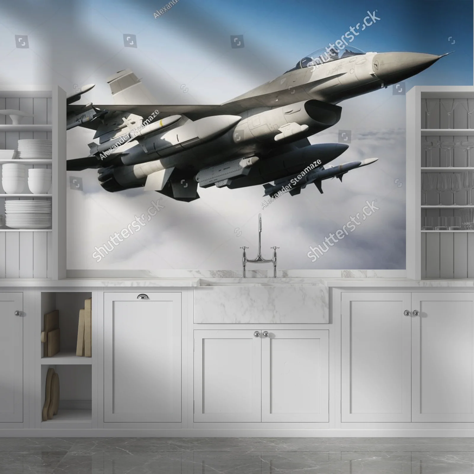 Dynamiczny lot F-16 w otchłani chmur