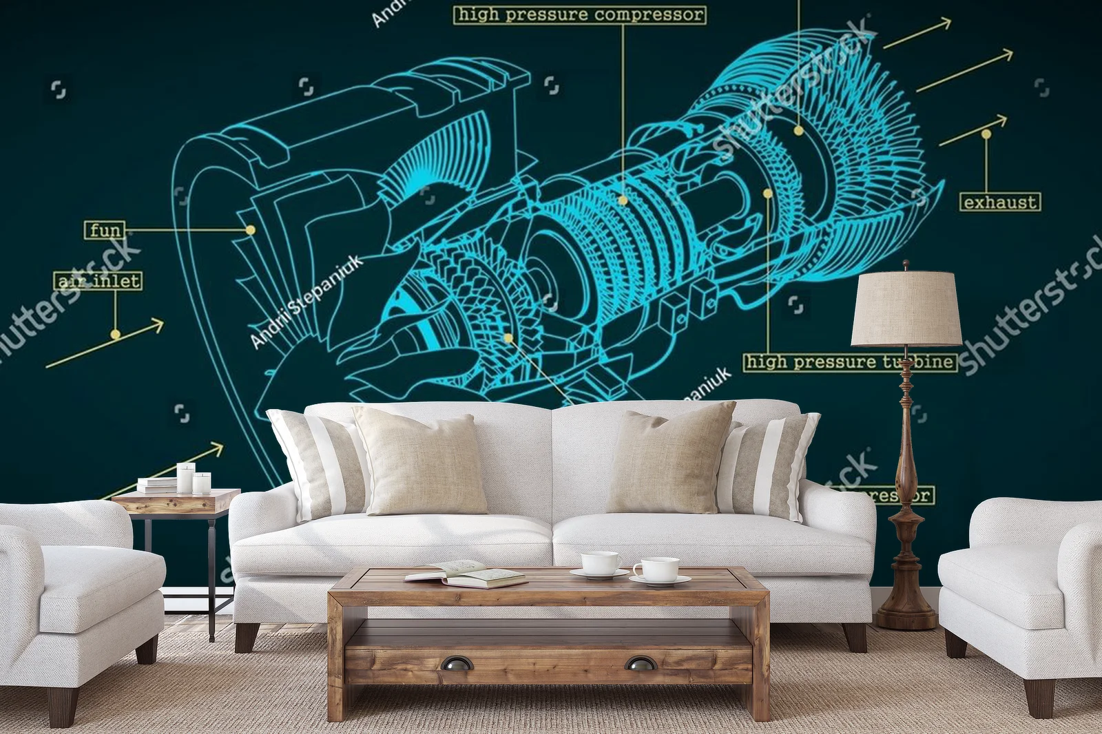 Technologiczny urok turbinowego silnika w głębokich odcieniach