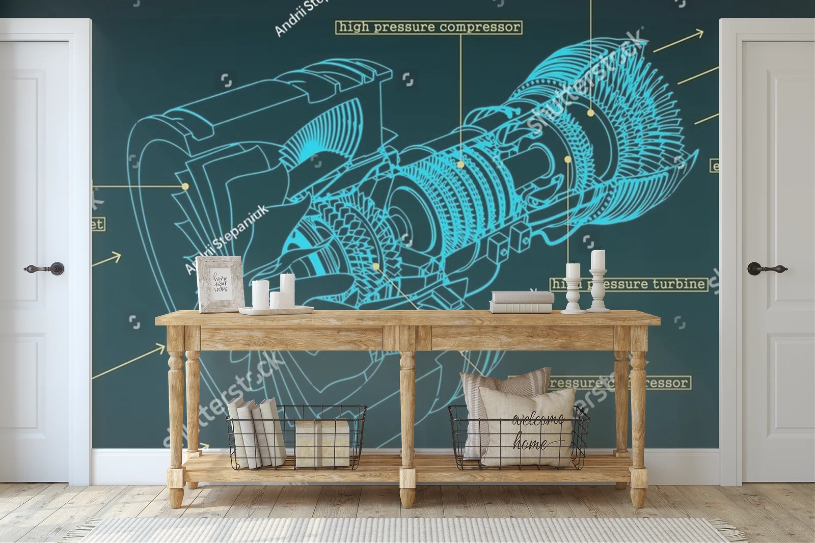 Technologiczny urok turbinowego silnika w głębokich odcieniach