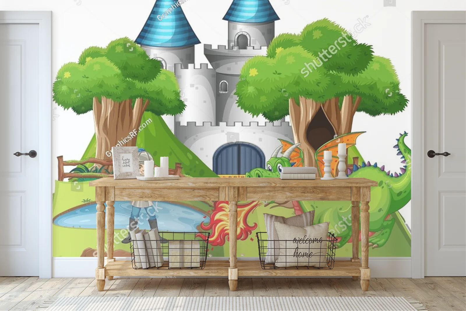 Zamknięte w ilustracji: Walka rycerza z smokiem