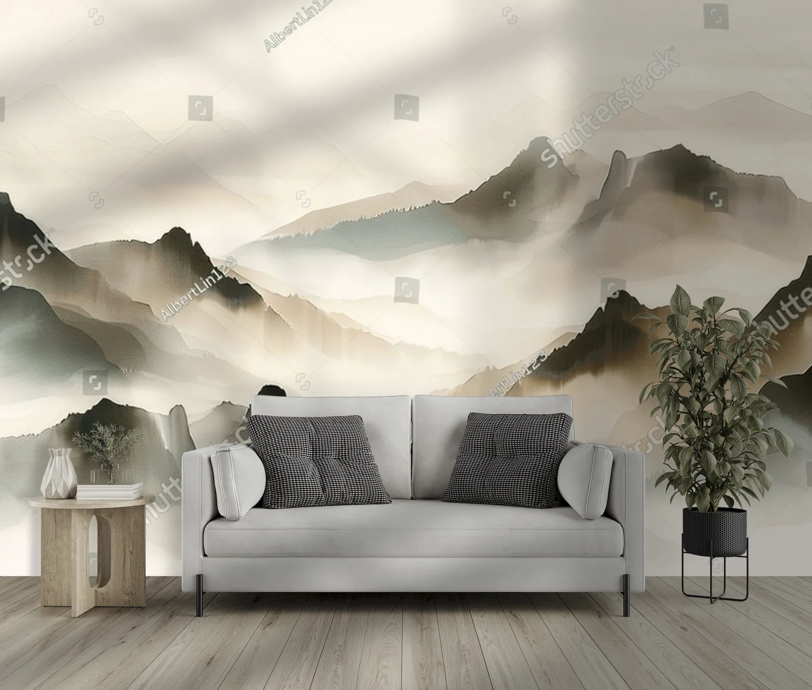Abstrakcyjna chińska panorama w eleganckich odcieniach