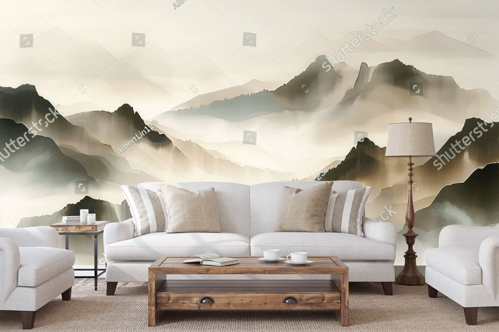 Abstrakcyjna chińska panorama w eleganckich odcieniach