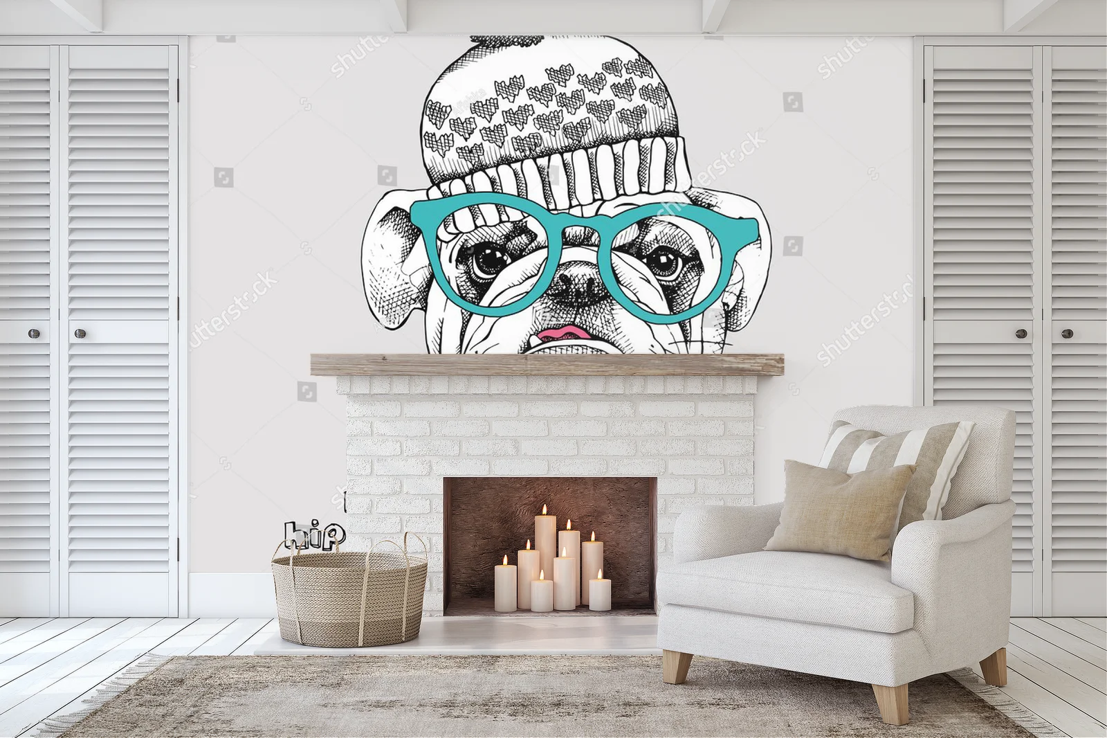 Stylowy bulldog w retro akcesoriach