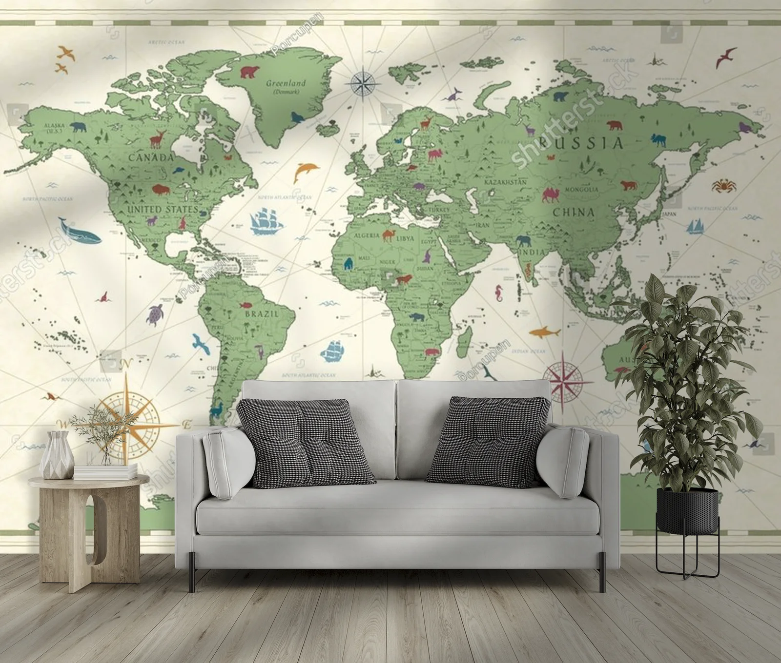 Starożytna mapa świata w stylu retro