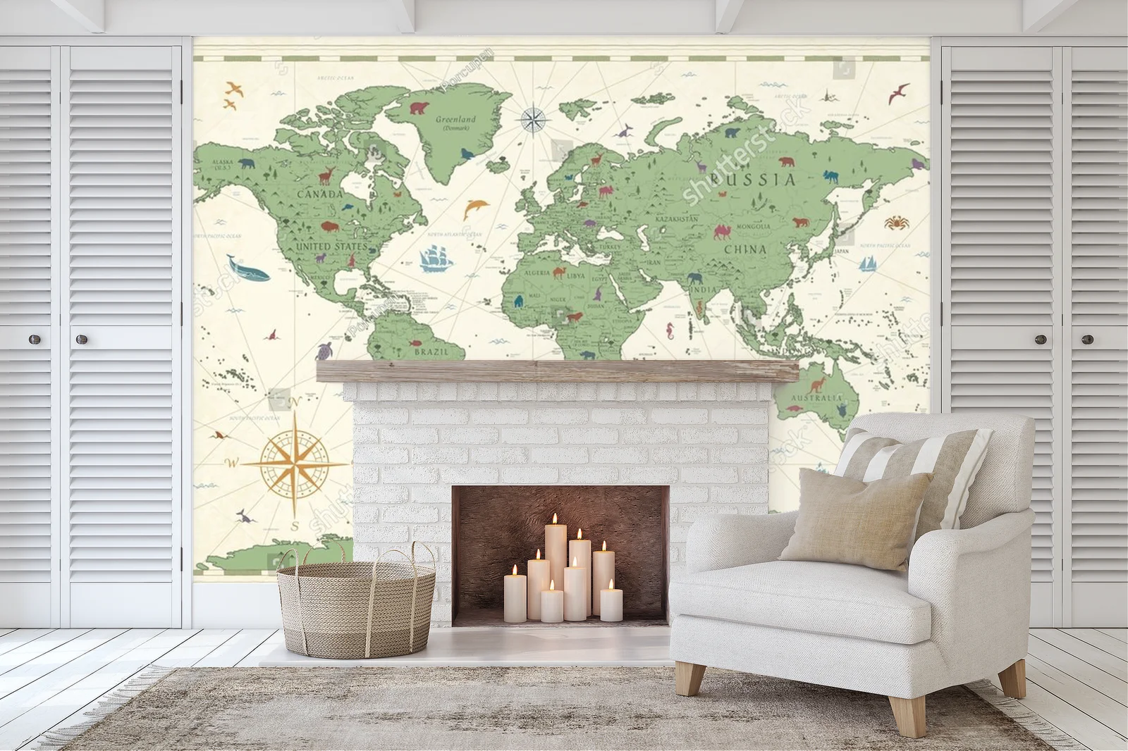 Starożytna mapa świata w stylu retro