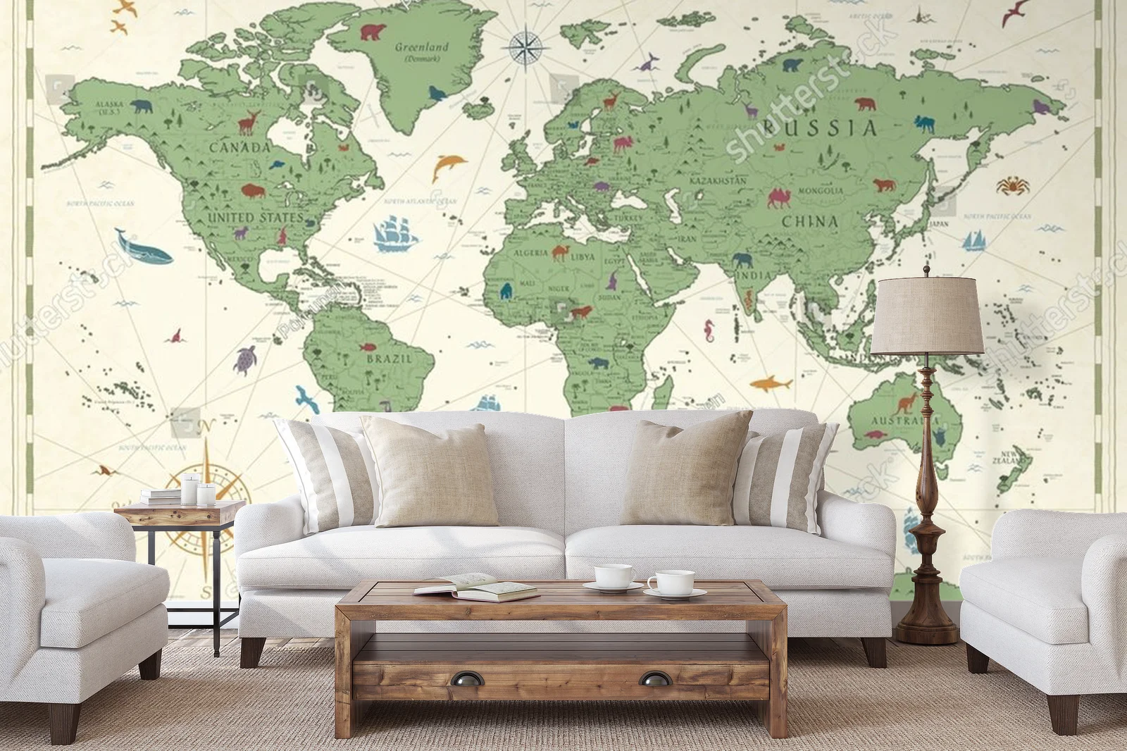Starożytna mapa świata w stylu retro