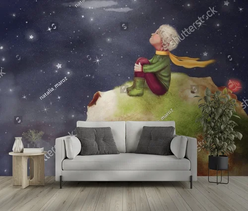 Mały Książę na tle nocnego nieba