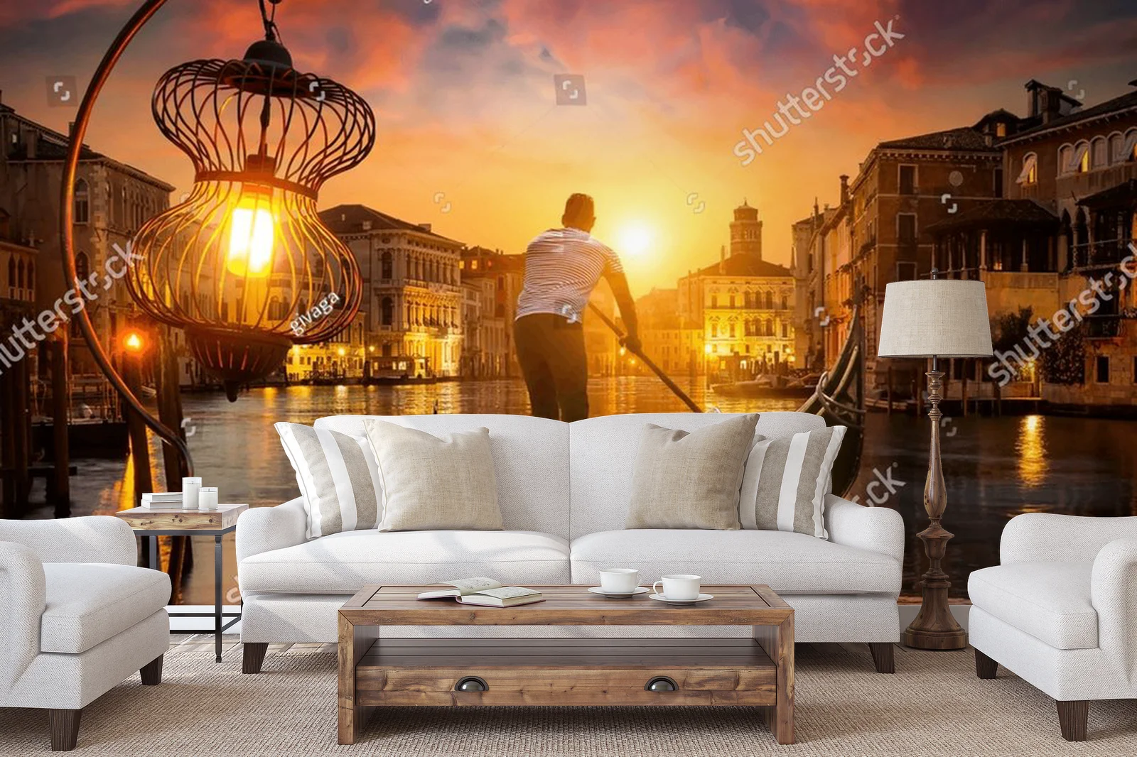 Zachód słońca nad grand canal w Wenecji