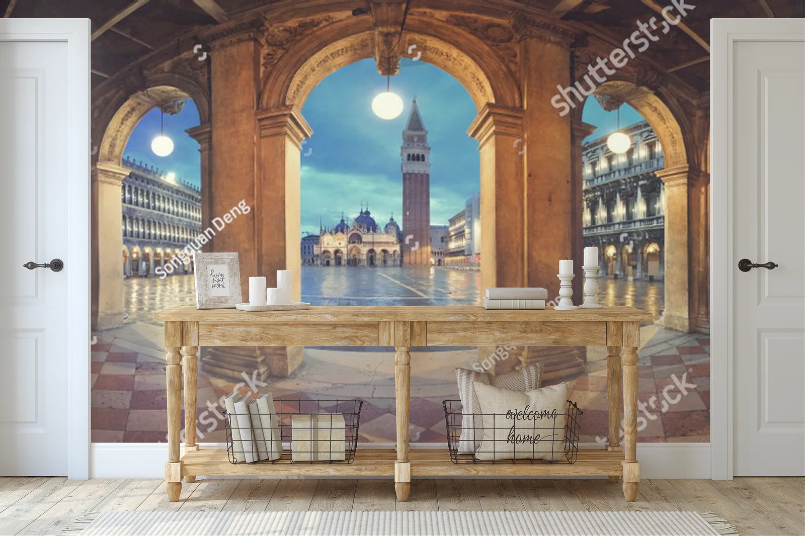 Nocny panorama Piazza San Marco w Wenecji