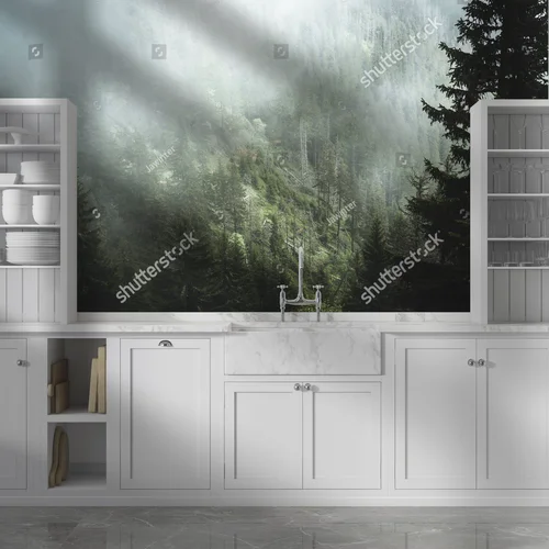 Misty Pine Forest in Ethereal Shades