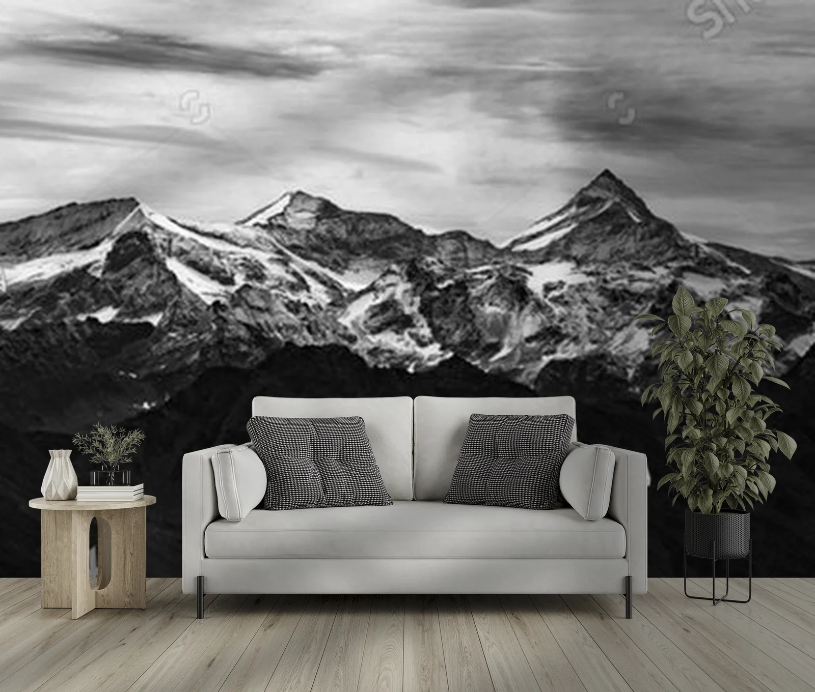 Majestatyczna panorama alpejska w monochromatycznej tonacji